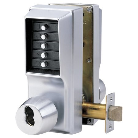 DORMAKABA Cylindrical Knob Lock, Combination or Key Override Entry, Combination or Key Override Exit, 2-3/4-in EE1021C/EE1021C-26D-41